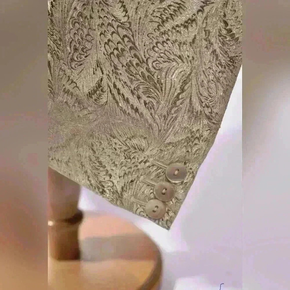 Luxe ANTONIO BERARDI Gold Ivory Sparkle NYE Jacquard Foil Jacket 42EU 4US Italy - Picture 8 of 11